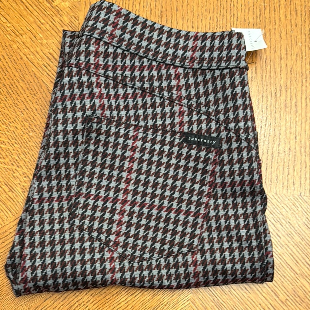 Sanctuary Houndstooth Gray Pull On Pants Medium New - Picture 7 of 10